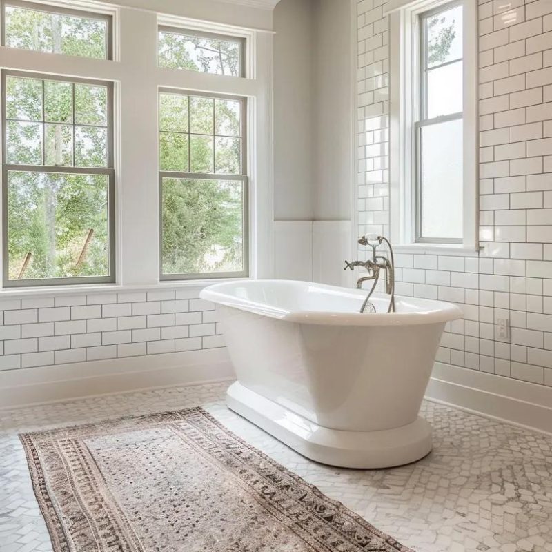 beautiful white subway tile in a classic bathroom